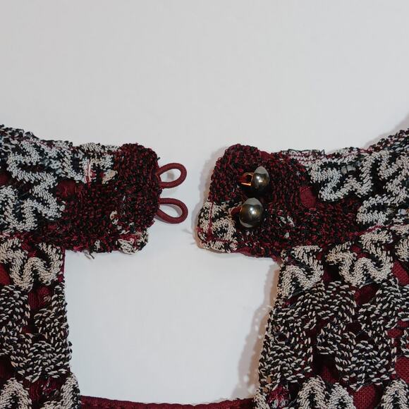 Candies Lace Mesh Halter Dress Juniors Small Burgundy Gray Floral Stripe EUC - Picture 7 of 9